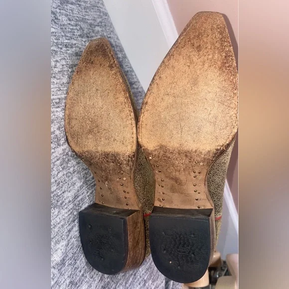 🚫SOLD🚫 Vtg Justin Boots 2toned suede leather midcalf ladies cowboy boots 8.5B - Picture 8 of 14